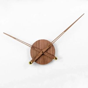 FFBH Solid Wood Large Wall Clock Hands Round DIY Walnut Wood Clocks Dial Modern Big Needles Spain Pointer Silent Watches Accessories N7Y3P