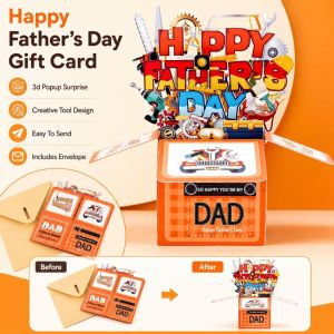 BEST DAD 3D Pop Up Box Card Fathers Day Gift Creative Greeting Card Unique Design Stylish Home Decor Foldable Standee For Men