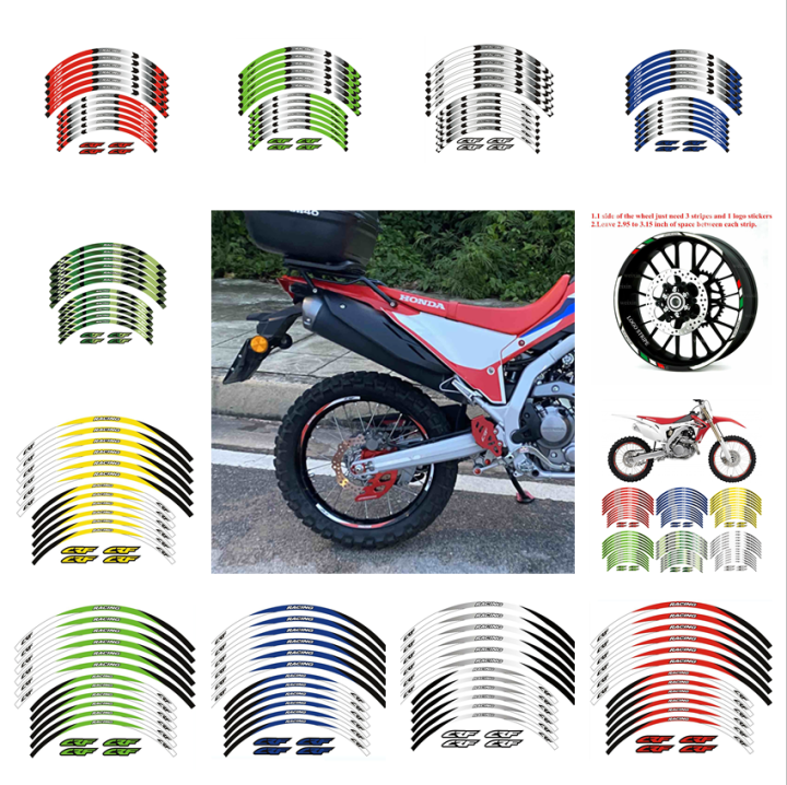 Reflective Rim Wheel Stickers/Decals For Honda CRF250L/RALLY, CRF300L/RALLY, CRF230L | 12 Pieces | 21/18 Inch | Custom Fit Vinyl