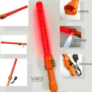 Đèn cầm tay led ĐỎ 53cm- đèn phân luồng nhấp nháy - có còi âm thanh - có thể sạc lại - Z530-CD