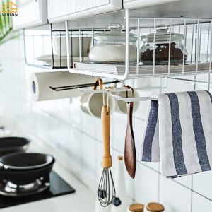 Vision Nhà Bếp Lưu Trữ Giỏ Kim Loại Giá Treo Công Cụ Tủ Tủ Quần Áo Giỏ Tủ Lưu Trữ Giá Bếp Sản Phẩm Lưu Trữ Tổ Chức