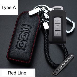Mitsubishi Montero 2024 Car Key Cover Key Holder Leather Remote Fob Case Alloy Metal Keyring Keychain