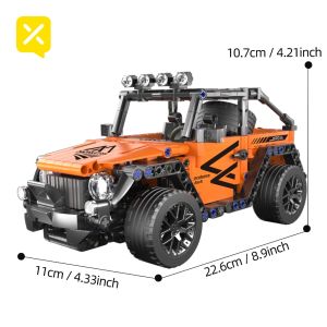 1:18 Pull-Back Off-Road Vehicle Orange Building Blocks Racing Car DIY Educational Toys Kid Gift