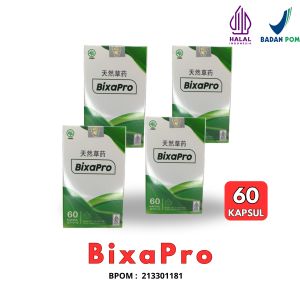 BIXAPRO Paket 4 Botol Kemasan Isi 60 Kapsul Untuk Mengobati Stroke Memperlancar Tekanan Darah
