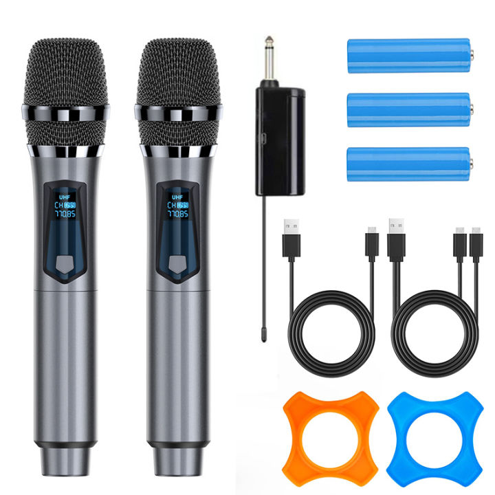 Wireless Microphone UHF Dual Cordless Metal Dynamic Mic System