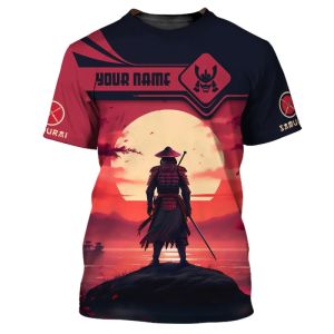 [Local Stock] VCC Custom Name Japan Samurai Graphic T-shirt For Men 3D Full Printed Short Sleeve Samurai Tee Shirts Tops Gift For Samurai Lovers