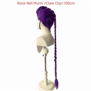 NBANLIKE Heat Resistant Movie Cosplay Wig Synthetic Wigs Ponytail Purple Red Long Hair Huntrix Hunters Natural Mira Rumi Demon Hunters Wig Halloween