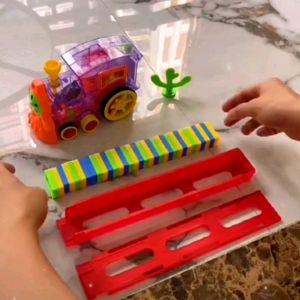 Domino automatic train color electric toy educational building blocks put into car female