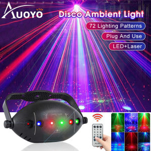 《1113》Auoyo Disco Ambient Light Stage Lights Party Projector Lights DJ Disco Sound Activated Strobe Lights Led Projector For Home Decor Birthday Karaoke Xmas Bar Show Wedding KTV Bar Plug And Use