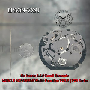 2024VX9J Movement Epson VX9JE  VX9 Series  Quartz Movement Six Hands 3.6.9 Small Seconds Size:12 3/4  Day / Date / 24 Hour