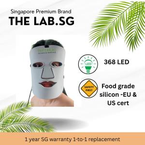 (SG 1 YR warranty) 368LEDS Advanced Red Light Therapy Mask for Skin Rejuvenation Anti-Aging & Anti-Acne - Comfortable Head Strap with 12-Month Warranty