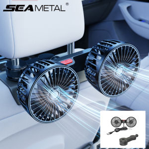 SEAMETAL Kipas Angin Mobil Ganda Pengisi Daya Usb Kipas Angin Pendingin Sandaran Kursi Mobil Kipas Belakang Jok Mobil 3 Kecepatan Mobil Universal 360 Derajat Kipas Angin Berputar
