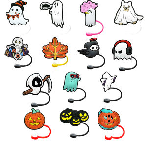 Colorplus 8mm 1pcs Halloween Straws Tips Ghosts Straw Toppers Bar Birthday For Children Kitchen Home Party Deorations Supplies
