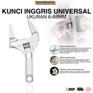 Kunci Inggris 6-68MM Kunci Pas Universal Adjustable Wrench Spanner Besar Serbaguna