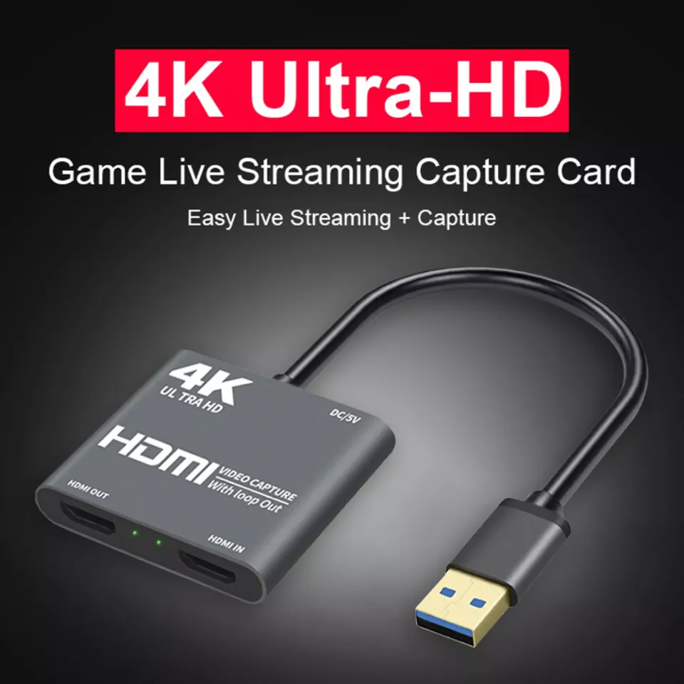 4K Audio Video Capture Card, USB 3.0 HDMI Video Capture Device, Full HD  1080P for Game Recording, Live Streaming Broadcasting 