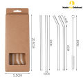 Borosilicate Glass Straw Set : Crystal Clear Sip - Clear Glass Straws, Eco-Friendly &  Reusable Straight & Bent Smoothie Straws comes with Cleaning Brush [Made For Drinkers]. 