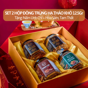 Set Quà Tặng 2 Hộp Đông Trùng Hạ Thảo Khô Sấy Thăng Hoa CordyHappy 12.5g Tặng Rượu ĐTHT