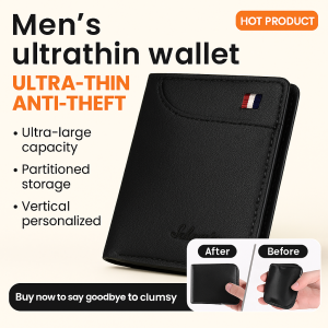 Mens ID Storage Bag Wallet Integrated Genuine Leather Anti-Theft Brush Ultra-Thin Retro Multi-card Slot Short Wallet极薄防盗男士钱包
