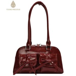 Elegant Women Cross Body Bag with Bow PU Leather for Daily Commuting and Casual Shopping