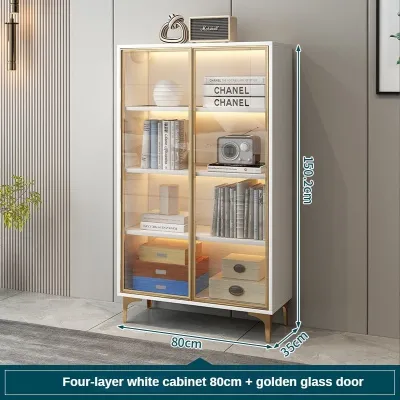 Book Display Bookshelf Bookcase Cabinet With Dust-proof Glass Door Light Case Household Office Display Shelf Case