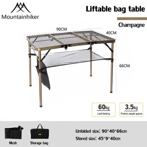 MOUNTAINHIKER 3 fold height foldable outdoor net table aluminum alloy camping table light and portable