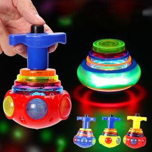 RUEBLOOMF Party Birthday Gift Outdoor Ejection Toy LED Lights With Launcher Luminous Rotating Toy Rotating Gyro Spinning Top Music Spinning Toy