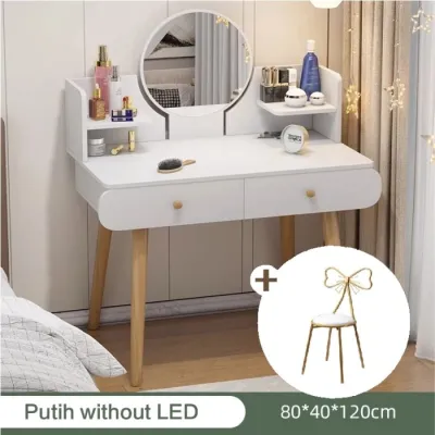 HANYA CARGO Meja Rias set kursi pita/Lampu LED/minimalis/modern/Nordic - Abu²+kursi+LED