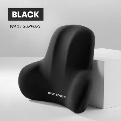 SOARFLY Memory Cotton Auto Car Neck Pillow Set Universal Car Seat Headrest Waist Pillow Car Accessories Cushion Auto Seat Head Support Neck Protector 记忆海绵 车载靠枕套装 腰枕