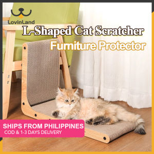 LovinlandPet L Shaped Cardboard Cat Scratcher Dual Use Scratch Pad with Toy Balls Wall-Mountable Furniture Protector Scratchers for Indoor Cats Couch & Wall Cat Bed with Scratcher