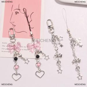 [COD] WEICHENG Goth Y2K Phone Charm Bow Heart Star Keychain Pendant Kawaii Key Chain Bag Phone Chain Cute Accessory For Girls Women Jewelry
