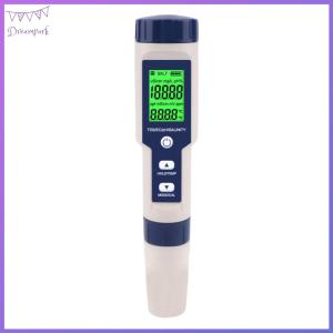 เครื่องทดสอบคุณภาพน้ำ 5 ใน 1 TDS EC PH อุณหภูมิความเค็มเครื่องตรวจจับคุณภาพน้ำปากกาแบบพกพาสำหรับสระว่ายน้ำพิพิธภัณฑ์สัตว์น้ำ