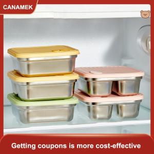 【CANAMEK】 304 thép không gỉ vuông Hộp Ăn Trưa với nắp di động salad trái cây container thực phẩm Stackable rò rỉ bằng chứng Bento hộp