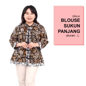 Atasan Batik Blouse Big Size Wanita Jumbo S-M-L-XL-2L-3L-4L-5L-6L-7L Model Big Blus Kantor Seragam Batik