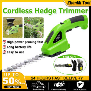Electric Cordless Hedge Trimmer 2-in-1 Lawn Mower Hedge Trimmer Household Small Electric Lawn Mower 7.2V Rechargeable Lawn Mower Portable Garden Trimmer Rechargeable Hedge Trimmer Shrub Cutter Portable Gardening Tools