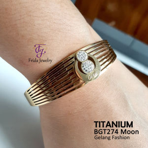 Gelang Wanita Ori Titanium The Moon Mewah dan Elegan Perhiasan Fashion Import Kualitas Premium Anti Karat Bisa dipakai sehari-hari bgt274