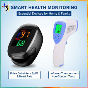 Bundle Medical Fingertip Pulse Oximeter Portable SMH-01 And Infrared Digital Thermometer