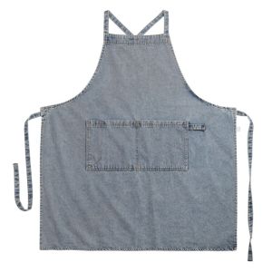 VCH Washed Denim Ladies Denim Apron Oil-Proof Cleaning Jean Apron Fashion Pockets Barber Work Clothes Milk Tea