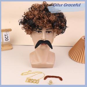 Ditur 70S 80S Rocker trang phục kim loại nặng người đàn ông phụ nữ tóc giả với Bandana Kính mát Vòng cổ Đảng trang phục