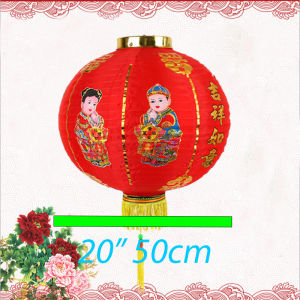 2PCS Lampion Imlek Gambar Cowok Cewek Dekorasi Imlek Motif Anak Kongsi Bahan Kain Tahun Baru