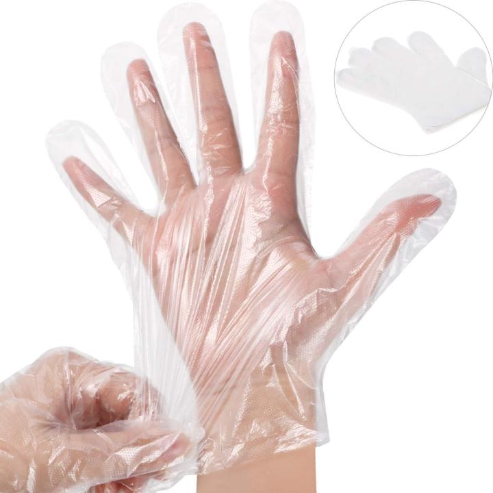 Disposable plastic gloves for store food handling