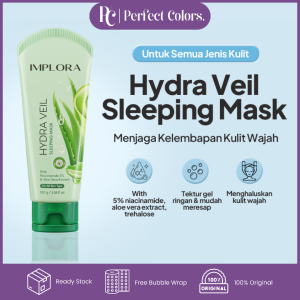[COD] Implora Hydra Veil Sleeping Gel Mask 100g with 5% Niacinamide Aloe Vera Extract Soft Gentle Soothing Skin Acne Prone Oily Dry Normal Oil Lidah Buaya Whitening Bestseller For Brightening Moisturizing Korean Masker Wajah BPOM