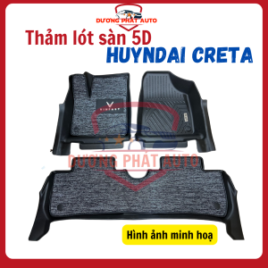 Sàn NHỰA 5D xe Huyndai Creta 2022- 2025 đúc nguyên khối tràn viền chât liệu nhựa dẻo chống thấm nước