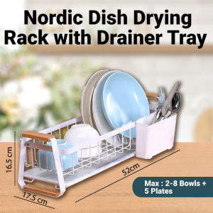 🔥OCT Nordic Dish Drying rack with Drainer Tray🔥Utensils Holder 🔥Space Saving🔥