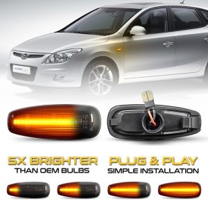 2Pcs Dynamic LED Fender Side Marker Light Turn Signal Lamp Sequential Blinker Indicator Repeater For Hyundai i30 Grandeur Avante Elantra KIA Rio Carens Rondo