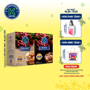 [CB Đen + Sữa] Cà Phê Hòa Tan Đen + Sữa 255g (17g x 15 gói x 2 hộp) - Thương Hiệu K Coffee