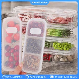 Refrigerator Fresh-keeping Boxes Transparent 2/3 Compartments Storage Box with Breathable Plug Meal Prep Container