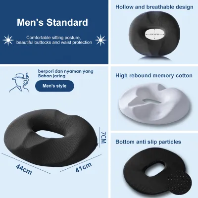 NLS Bantal Alas Duduk Kursi Kantor Bantal Kursi Bantal Alas Duduk Donat Bantal Duduk Kursi Punggung Pegal Tulang Ekor (Pria atau wanita) Memory Foam Premium Bantal alas