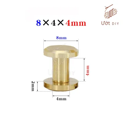 Chốt Vít Đinh Tán Vặn Ren Đầu Phẳng 8mm Chữ I Đồng Thau - Dụng Cụ Làm Da Handmade DIY