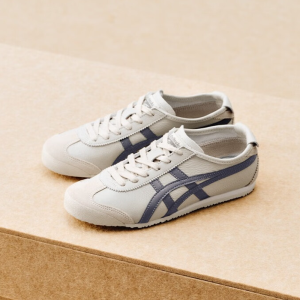 รองเท้าลายเสือดั้งเดิม100% สไตล์ย้อนยุคเม็กซิโก66สำหรับทั้งหญิงและชายรองเท้ากีฬาหนังแฟชั่นรองเท้าลำลองนุ่มและรองเท้าวิ่งใส่สบายสีข้าวโอ๊ต