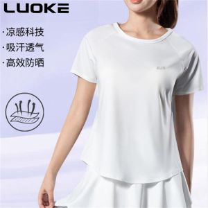 Luoke หยาบแจ็คเก็ตโยคะสำหรับผู้หญิงแจ็คเก็ตแบดมินตันแห้งเร็ววิ่งตอนเช้าเสื้อลดน้ำหนักฟิตเนสลำลอง